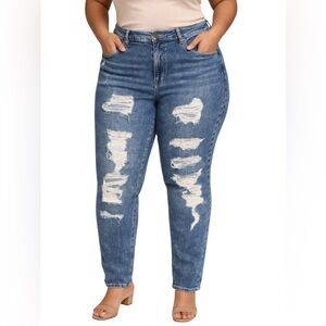 American Eagle Distressed Ripped Mom Jeans 14 Regular AEO
